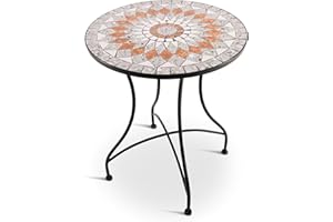 MacoShopde by Maco Möbel Raburg Mayla Mosaic Table, Garden Table with Unique Pattern, Handmade Unique Piece, Round, Diameter 60 cm / 23.62 inches, Height 70 cm / 27.55 inches.