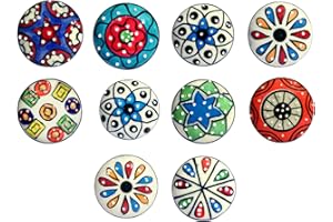 Nacnic Set di 10 pomelli in ceramica con diversi motivi a mosaico, dipinti a mano. Maniglie artigianali per armadi, cassetti, cassettiere e appendiabiti. Pomelli classici da 40 mm di diametro.