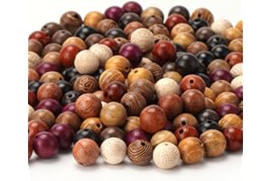 Prometis 200pezzi 8mm perline tonde in legno di sandalo naturale splendido mestiere fatto a mano lucidato perline distanziali con cavo elastico per braccialetti creazione di gioielli fai da te