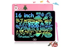 AUZMAI Tablette d'écriture LCD 16 pouces pour enfants jouets Doodle Board coloré effaçable Tablette à dessin éducatif apprentissage Filles Garçons cadeau d'anniversaire pour enfants 3 4 5 6 7 8 ans Rose