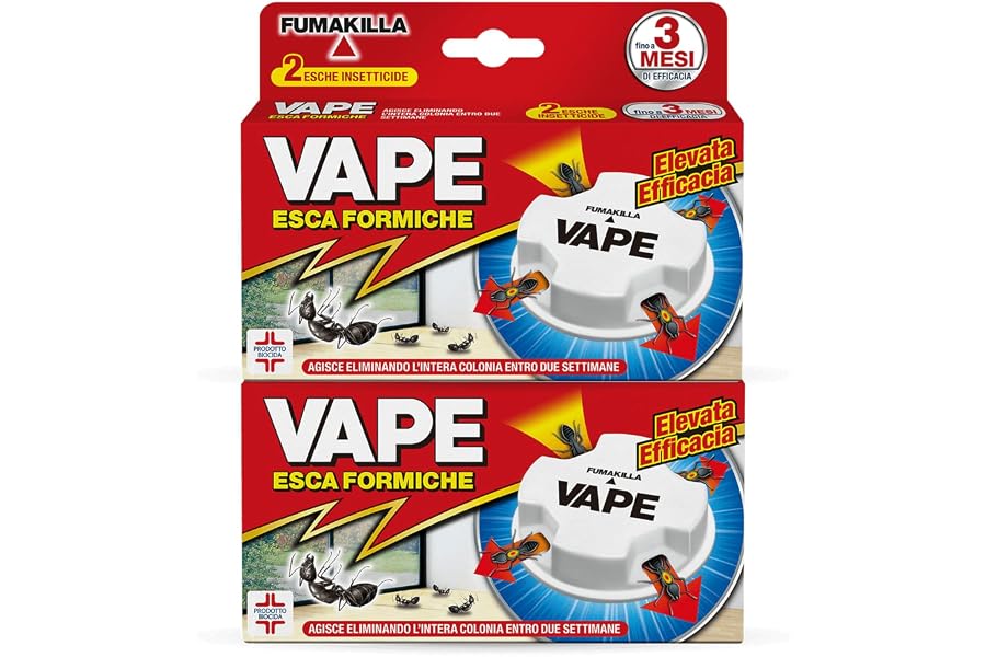 Insetticida Vape Antiformiche - 2 Confezioni da 2 Esche Per Uso In Spazi Interni e Esterni