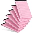 AILZFEI 6pcs Small Note Pad 5x8 College Ruled Pink Legal Pads Paper Notepads 6 Pack Clear Print Writing Pads 5 x 8 Legal Pads Perforated Narrow Ruled Pads of Paper Pink