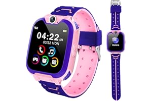 Kesasohe Montre Intelligente Enfants 16 Jeu Musique MP3 HD Appel Bidirectionnel SOS Smart Phone Fille Garçon Montre Connectée Enfant, Téléphone Enfant LCD Écran Tactile Montre，Smart Watches 4-12 Ys