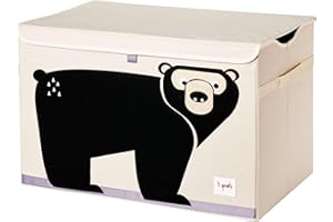3 Sprouts Large Toy Chest with Lid and Handles - Sturdy Toy Box Storage Organiser for Boys & Girls, Spacious Collapsible Fabric Toy Chest Storage Box, Bear