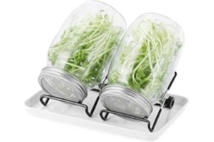 DUNSOO Juego de 2 vasos de germinación de 1000 ml con tapas y soportes y cuencos. Vasos para brotes y germinación de semillas