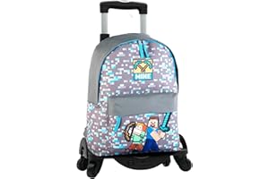 MINECRAFT Mochila Escolar Warriors + Carro Toybags con 4 Ruedas Giratorias, Unisex niños, Multicolor, Grande
