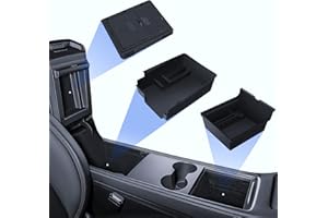 LANTU 3 Pcs Accessoires pour Tesla Model Y 2021-2024 et Model 3 2021-2023, Organisateur de Console Centrale, Boîte de Rangement pour Accoudoir et Boîte de Rangement Cachée