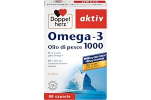 Omega 3 Olio di Pesce 1000mg - 80 Capsule - alto Dosaggio di Acidi grassi Omega3-180mg EPA & 120mg DHA - un’ alimentazione sana per il nostro cuore - di Doppelherz