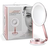 BaByliss 9450E Espejo de Maquillaje Luminoso con Aumento x10 Imantado, Iluminación LED, 3 Luces de