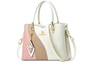 FOLOVEYA Bolso Mujer Elegante Bolso de Mano Tote Impermeable Múltiples Bolsillos Bandolera Satchel Moda Señora Bolso de Hombro para Oficina Trabajo Diario Vida Compras Fiesta Cuero PU Blanco
