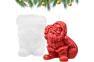 GUKASXI Christmas Santa Claus Mould, 3D Santa Claus Candle Molds, Christmas Silicone Mould, Xmas Decoration Mold, Soap Casting Mould for DIY Aromatherapy Craft Plaster Wax Candle Soap Home Decoration