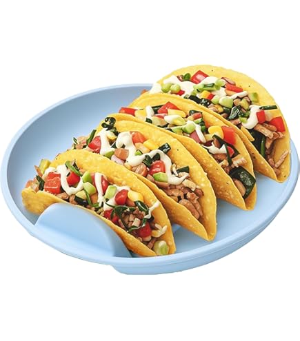 Taco Plate Taco Holder Tray Set - 2 Pack With 4 Slots, Silicone Taco Stand For Shells & Tortillas, Microwave & Dishwasher Safe Taco Tuesday Holder 2- Pack