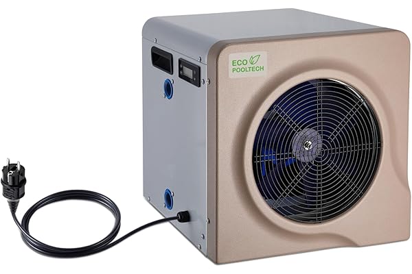 ECOPOOLTECH Pompe à Chaleur Piscine Hors Sol - jusqu'à 40 000 l, Max5,4 KW Chauffage Piscine, Marron
