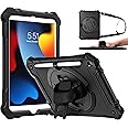 ZtotopCases for iPad 9th/8th/7th Generation, iPad Case 10.2, Shockproof Body Protective Cover with 360° Rotating Hand Strap &Stand, Pencil Holder, Drop Protection, Heavy Duty, 2021/2020/2019, Black
