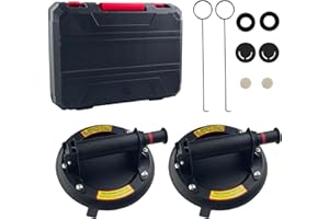 Gsakskdsap 2 Pcs Ventosas para Cristal, Ventosas para Azulejos, Ventosas de Vacío Profesionales Resistente Máx Cargas 400 KG con Maleta Portátil para Levantar Vidrio, Azulejos, Mármol, Ventana