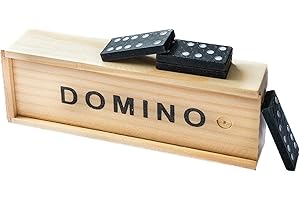 Chinchilla® klassisches Spiel Domino im Holz-Schiebedeckelkasten | 28 Spielsteine | Dominosteine | Holz-Schwarz | Ideales Spielzeug für Kinder und Freizeitaktivitäten
