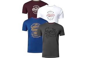 FULL TIME SPORTS Pack de 4 Camisetas Manga Corta Estampadas Hombre PRINT-001