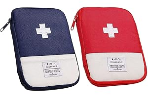 GUIDRE Kanyka - Kit de primeros auxilios portátil (2 unidades, mini estuche de primeros auxilios, bolsa de medicina portátil, apto para deporte, camping, senderismo, exterior, azul y moderno, azul, azul,