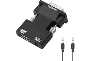 YACSEJAO Adaptateur HDMI vers VGA avec Prise Audio 3,5 mm convertisseur HDMI Femelle vers VGA mâle, Compatible avec Ordinateur de Bureau, Ordinateur Portable, PC, Moniteur, projecteur, HDTV et