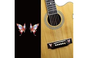 PLIGREAT Lot de 2 autocollants amovibles pour tête de guitare, autocollants papillon pour guitares acoustiques, guitares électriques, basses, décorations pour instruments de musique