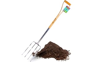Growers Own Stainless Steel Garden Fork with Strong Ash Wood Handle – Heavy Duty Soil Turning Tool for Compost, Vegetable Gardens & Borders. Durable Digging Fork for Aerating Beds & Mixing Soil