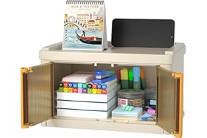 HAIXIN boite rangement plastique, 2.7L boîte de rangement de bureau, caisse rangement, petite boite pliable empilable, organisez de petits objets, poignée orange (lot de 1)