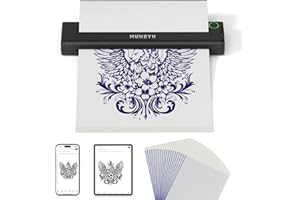 MUNBYN Termocopiadora Tattoo Bluetooth, Impresora Termica Tatuajes, Impresora Tattoo para Tatuajes DIY, Compatible con Smartphone y PC, con 20 Piezas de Papel de Transferencia, ITP05
