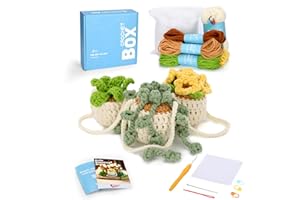 CrochetBox CROCHET BOX Komplettes Häkelset für Anfänger, Hängepflanze Häkelset, Video-Tutorial einbeziehen, Anleitung, Weiches Garn