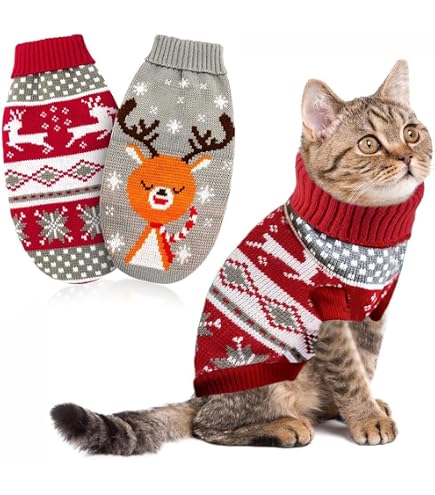 Weihnachtspullover Für Katzen & Hunde – Rollkragen-Strick Mit Weihnachtsbaum-Muster (Größe XL)