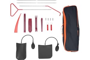 lesolar Breakdown Long Reach Kit, 18pcs Car Emergency Tools Kit, Including Car Trim Removal Tool Kits for Cars, Long Reach Grabber, Air Wedge Bag, Storage Bag