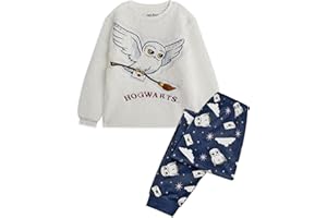 Harry Potter Ensemble Pyjama pour Enfants | Haut en Polaire Sherpa à Manches Longues Hedwige de Poudlard et Bas de vêtements de détente imprimés sur Toute la Surface | Ensemble Complet de vêtements
