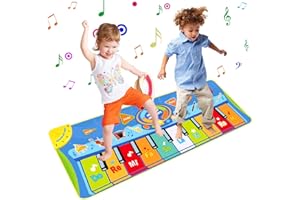 Miavogo Tanzmatte Kinder, Piano Mat Klaviermatte 8 Einstellbare Lautstärke + 8 Instrumente + 10 Keyboard Musik Matte für Jungen Mädchen - 130 x 48 cm
