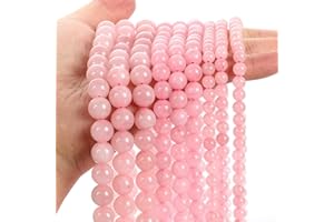 ONLY FAITH Perles rondes pierres naturelles Quartz rose pour la fabrication de bracelets bijoux fantaisie avec trou, brins pierres précieuses pour colliers lanières (Quartz rose 6mm)