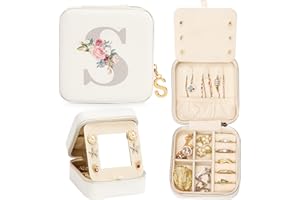 Enthralite Travel Jewellery Box for Girls: Traveling Jewellery Case Gift for Women - Mini Organiser for Necklaces Earrings White S