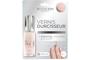 PODERM Vernis Durcisseur Ongles – Biotine, Silicium, Kératine | Répare & Fortifie les Ongles Abîmés, Fragilisés, Cassants par Vernis Semi-permanent & Vieillissement | Swiss Made - Rose Poudré
