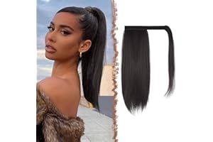 ‎FESHFEN FESHFEN Ponytail Extensions, Straight, Long Ponytail Extension, Hairpiece, Braid Clip-In Ponytail Extension, Synthetic Hair Extensions, Braid Hair Extension for Women, 35 cm, Darkest Brown