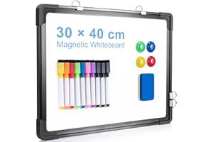 ARCOBIS Magnetic Whiteboard Small, Mini A3 Whiteboard 40 x 30 cm Magnetic Board Wall Hanging Double-Sided Board for Planning, To Do List, Drawing, School, Home, Office