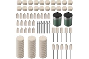 GAINSTEN 90PCS Polishing Kit with Wool Felt Pads Wheel Polishing Kit with 2 Bottles Abrasive Green Paste Sanding Bits 1/8" Shank for Dremel Electric Grinder Accessories Rotary Tool Resin Bicycle Jewelry