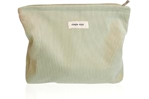 Tcdwla Neceser Mujer, Neceser Viaje, Estuche Escolar Bolsa de Arte Bolsa de cosméticos de Pana para la Escuela Viajes Viajes de Negocios Compras Caminatas (Verde)