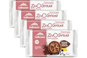 CAIYA 4X Galbusera ZeroGrano Frollini con Cacao e Gocce di Cioccolato, Senza Glutine e Lattosio (Gluten & Lactose Free) 220g