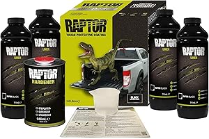 U-POL | Raptor Transportflächen Beschichtung Schwarz inkl. Härter gegen Rost, Korrosion, Salz, Feuchtigkeit & Extreme Temperaturen | haltbarer 2K Schutzlack (3,79 L | Schwarz)