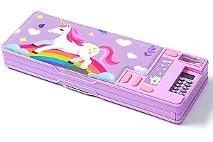 LilyBeauty Pop Up Multifunción Estuche para Niñas y Niños, Lindo Dibujos Animados Caja Organizador Papelería Sacapuntas Planificación Material Escolar para Niños PC50, Lila 2, medium, dibujos animados