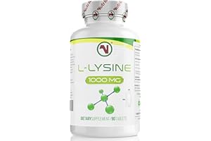 NUTRIODOL L-Lysine x 90 1000mg Tablets | Smallest Possible 19mm Formula | Easier to Swallow and Quicker to Absorb - Suitable for Vegetarian and Vegan. (90)