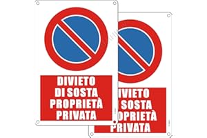 AERHIMIY Cartello Proprieta Privata Divieto di Sosta Alluminio Riflettente 20x30 cm, 2 Pezzi Divieto di Sosta Proprietà Privata Metallo Protezione UV, Impermeabile, Antiruggine, Con fori