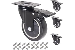 RRIUTO Ruote Girevoli con Freno 100MM, Ruote per Mobili Ruote Industriali con Piastra, Rotelle Pivotanti per Carrello carico massimo 650 kg