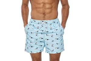 YloveM Bañador para Hombre Pantalones Cortos de Baño Elásticos Ajustables de Secado Rápido,Pantalones Cortos de Playa Estampados Bañadores Cortos con Forro de Malla