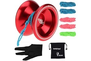 MAGICYOYO Yoyos Enfants Adultes Professionnel Non réactif yoyo Magic Yoyo T5 Surcharge, Pas pour Les débutants, métal yo-yo 5 yo yo String avec Sac à Gants, Rouge