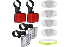 FUNKLU Catarifrangente per Bici, Set Riflettore per Biciclett,Riflettori Bici, Staffa per Riflettori per Ruote Bicicletta, per Il Mountain Bike Road Bike City Bike（9 Pezzi ）