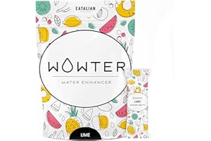 WOWTER by AMZ BETTER, Poudre Pour Aromatiser l’eau, 24 Sachets de Poudre de Saveur Citron Vert, Sans Calories, sans OGM, Sans Gluten, Sans Sucre, Made in Italy, 48 g