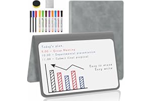 MOCO MOMENT Whiteboard A5 Grey Small Whiteboard Notebook Mini Desk White Board with 11 Erasable Pens to do List White Board for School Office Supplies Desk Accessories